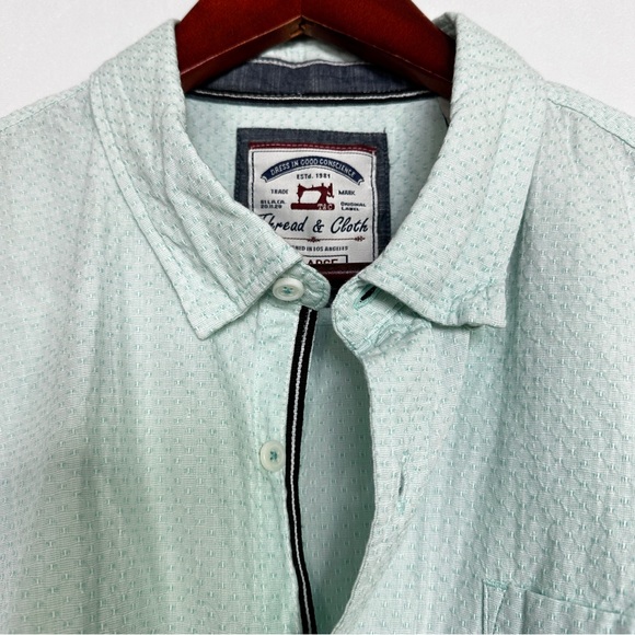 Thread & Cloth Button Up Textured Short Sleeve Collared Lightweight Blue XL - Picture 9 of 11